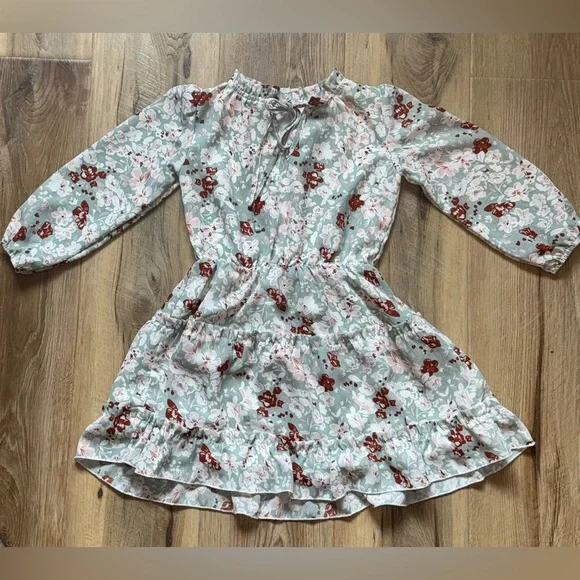 Floral Kids Dress in Blue and Brown - Picture 4 of 4